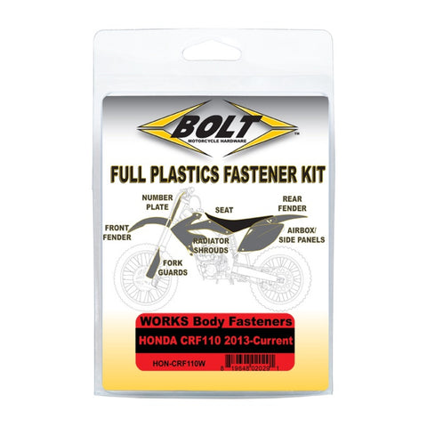 Bolt Body Work Fastener Kit Honda ’13–Current CRF110 Works Kit