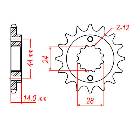MTX 1372 Steel Front Sprocket #525